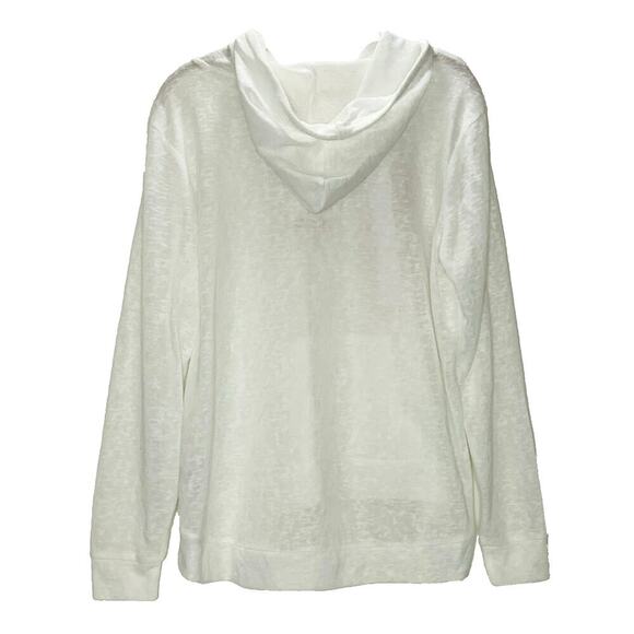 WEATHERPROOF VINTAGE Slub Hoodie Pullover Women Medium Cream White 1305075 NWT - Picture 2 of 8